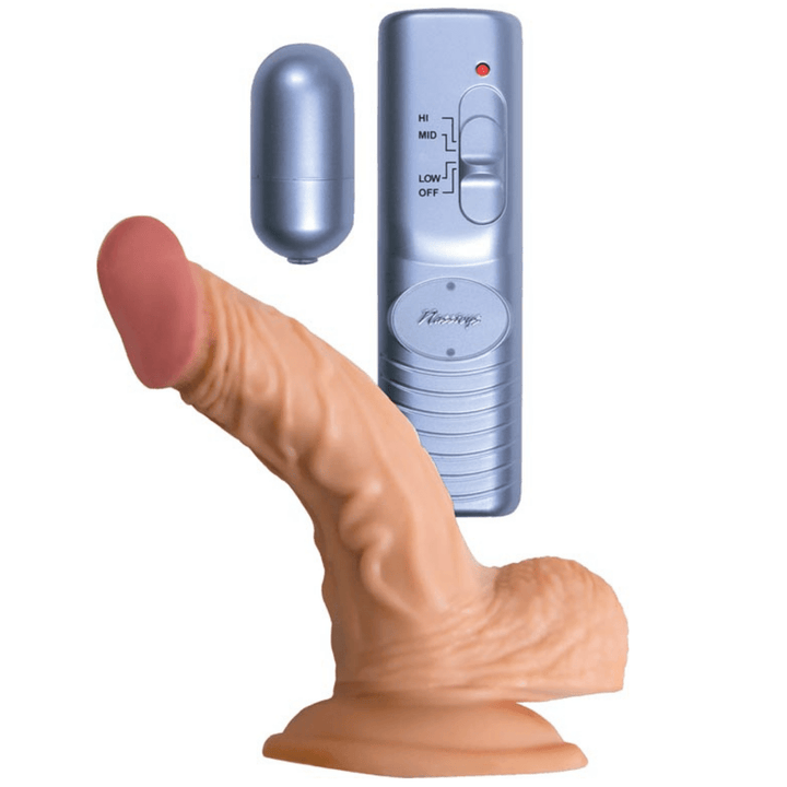 All American Dildo Shown With Remote Control And Vibrating Bullet