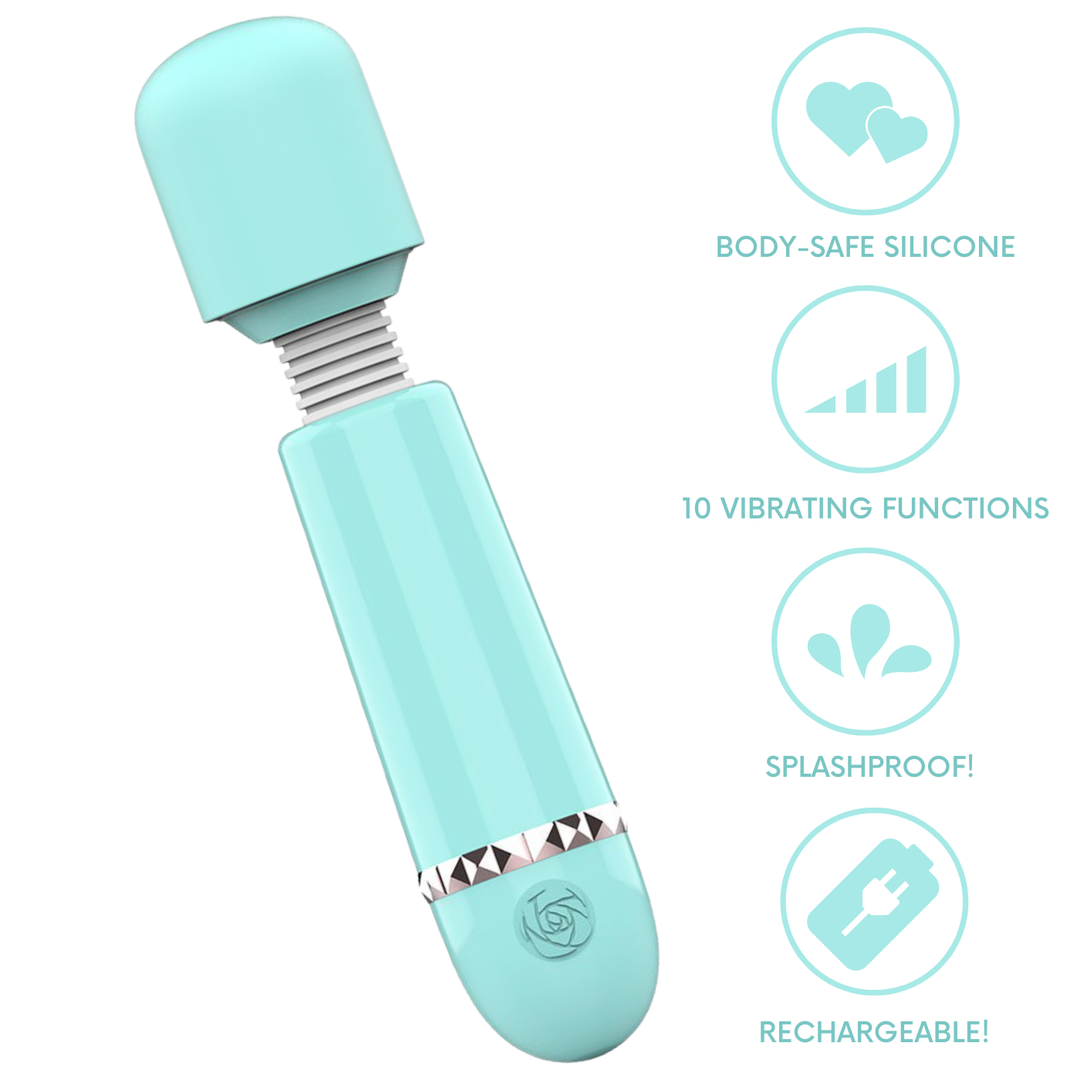 Rechargeable Mini Power Wand Massager | Body-Safe Silicone, 10 Vibrating Functions, Splashproof, Rechargeable