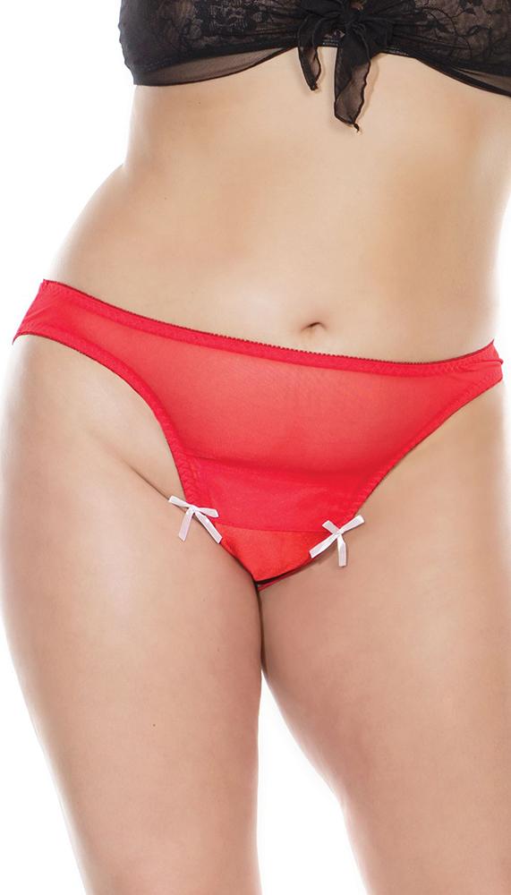 Mesh Gathered Back Crotchless Panty - Lingerie
