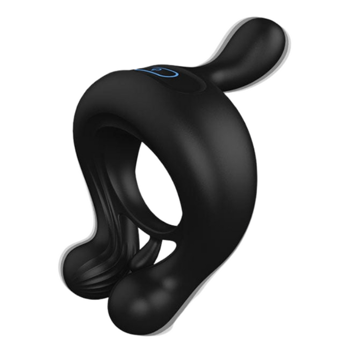 Double head cock ring at angled side view.