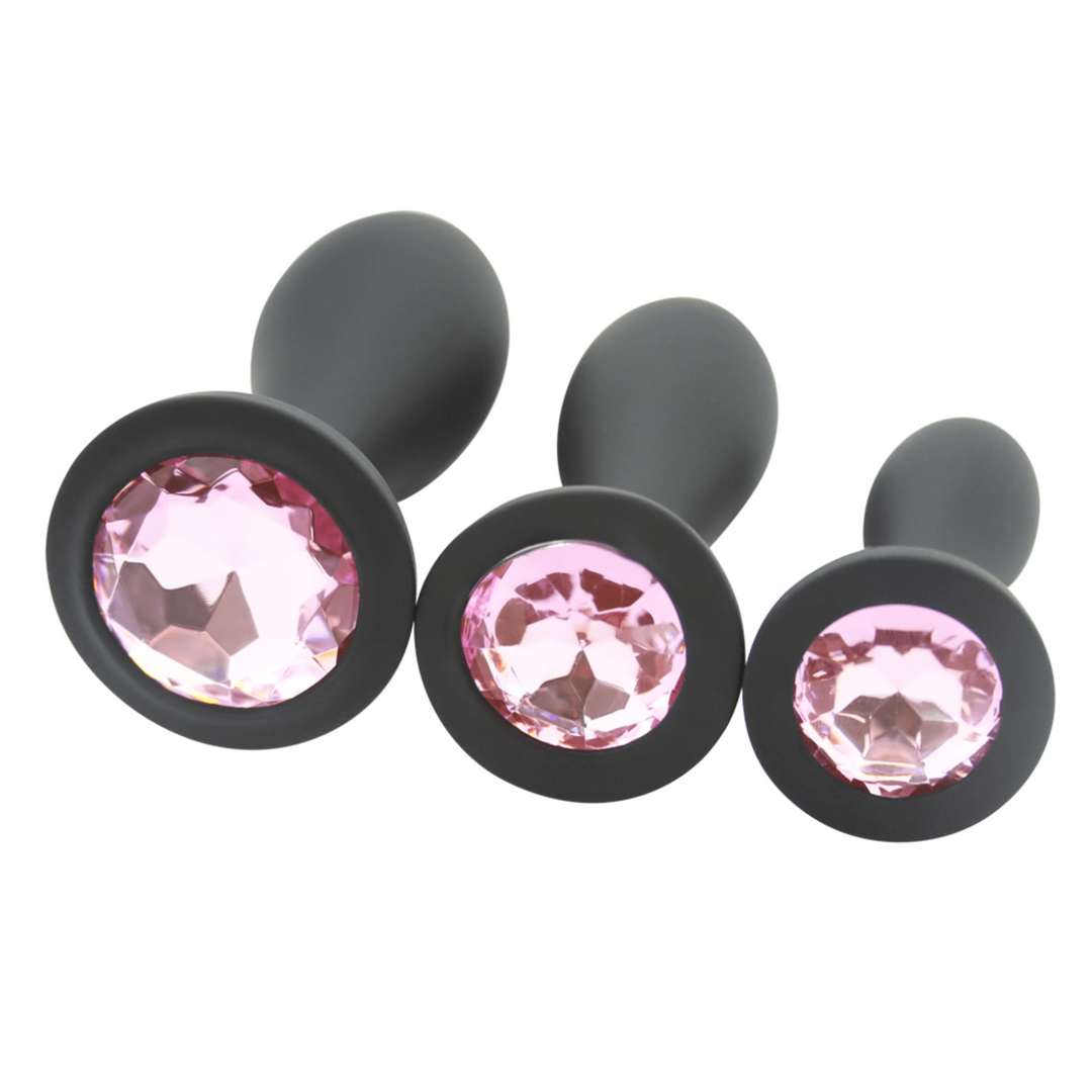 Image of the base of the 3 different sized anal plugs.