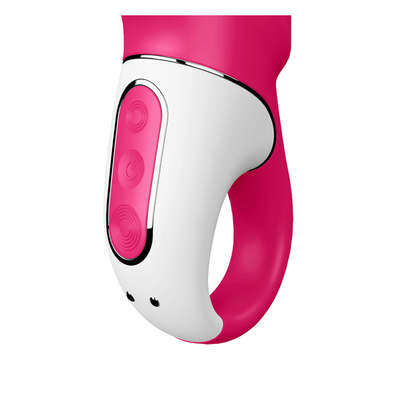 Close-up image of the handle of the rabbit vibrator, showing the controls.