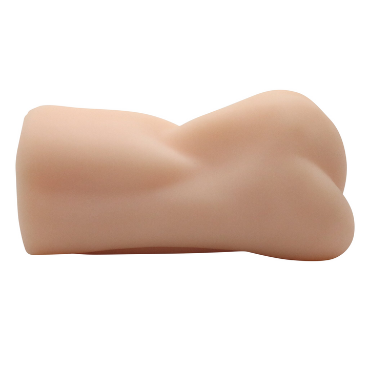 Image of the side of the masturbator. Here you can see that the you offers a contoured grip so that you can easily and comfortably vary the pressure with every stroke! This massager will feel just like the real thing during masturbation!