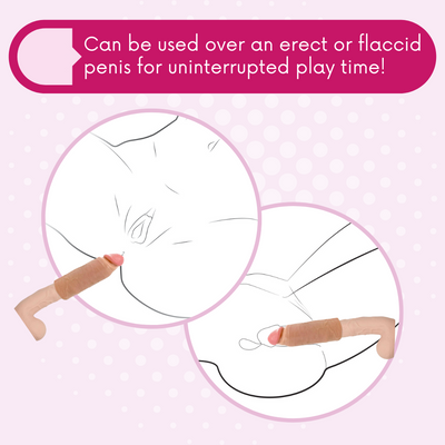 Hollow extension can be used over an erect or flaccid penis.