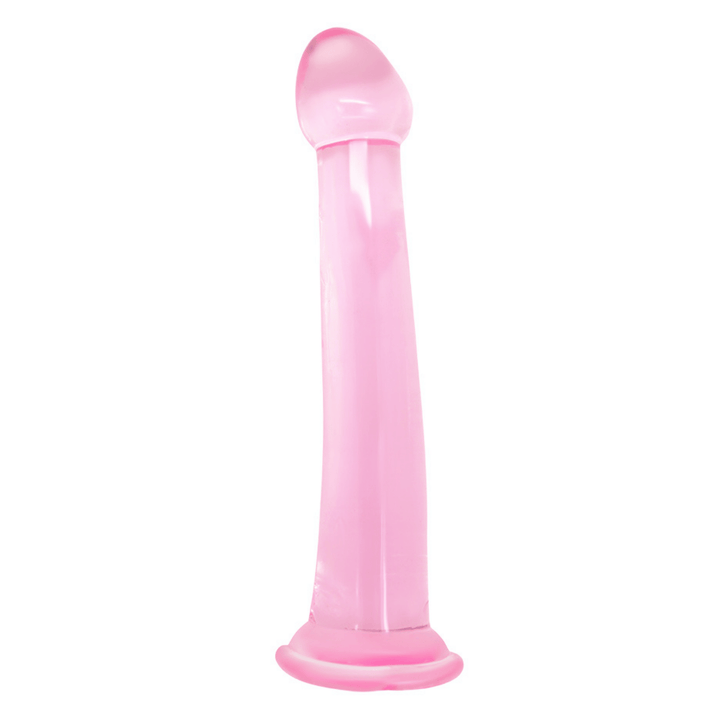 Curved jelly dildo with tapered base