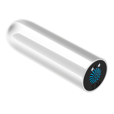 Silver wireless bullet vibrator facing back left 