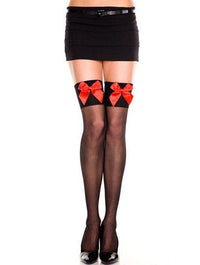 Sheer Thigh-High w/ Satin Bow - One Size Available - Lingerie