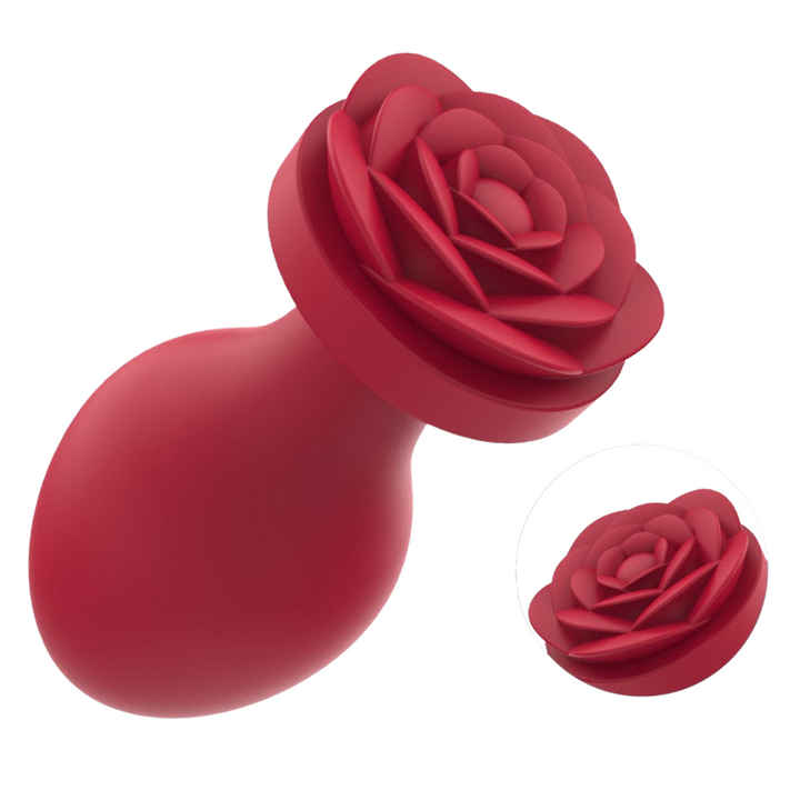 Rose anal plug with a close up of the rose.