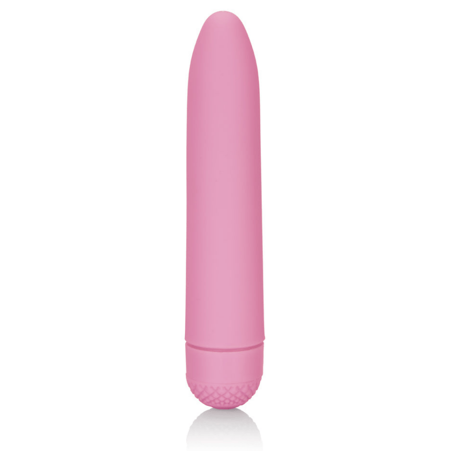 Image of the pink vibrator upright.