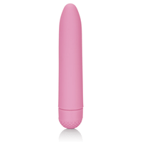 Image of the pink vibrator upright.