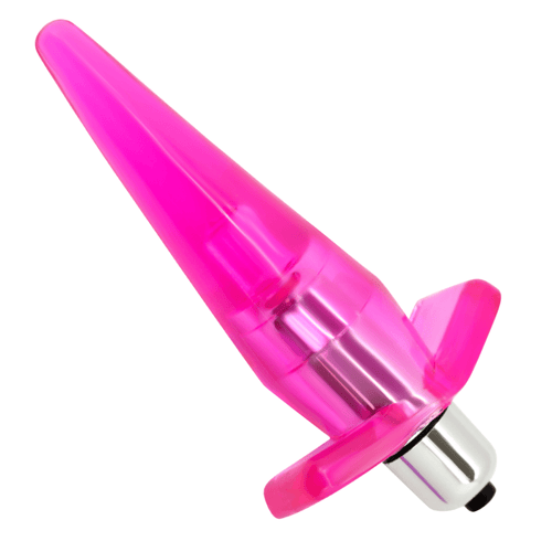 Image of the pink butt plug turned slightly to the side.
