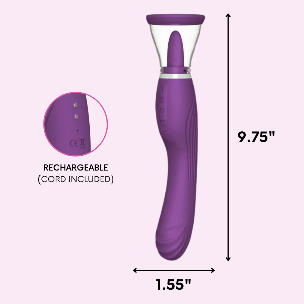 The vibe is 9.75" long and 1.55" at its widest insertable point.