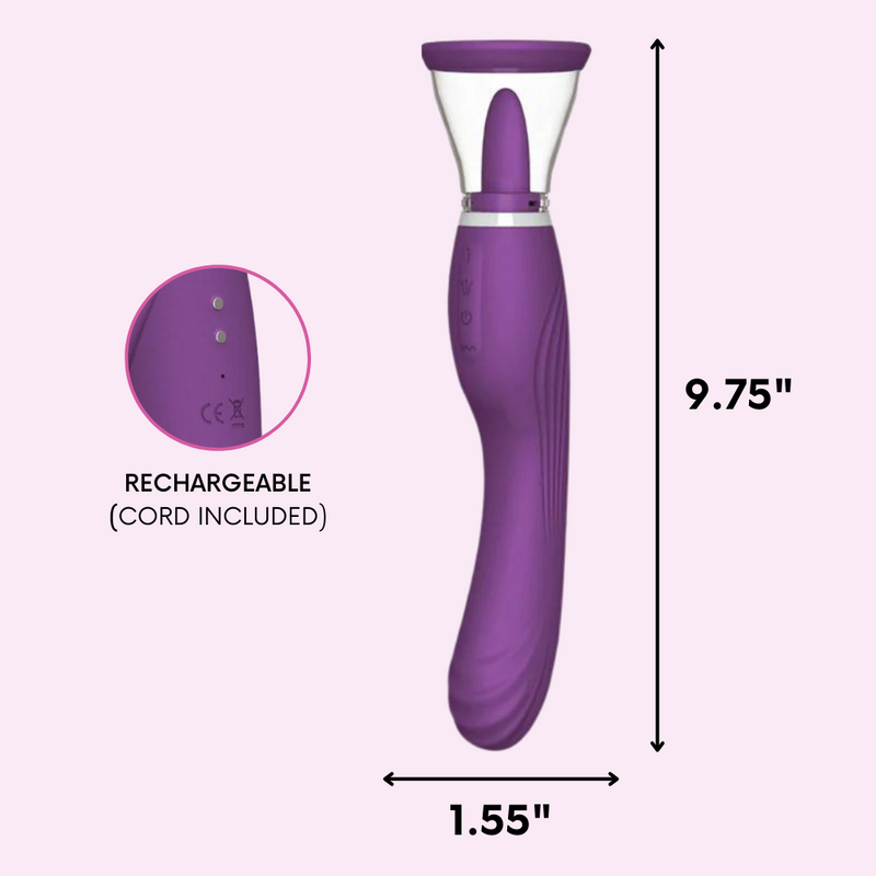 The vibe is 9.75" long and 1.55" at its widest insertable point.