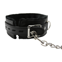 Close up photo of the collar. Adjustable buckle makes sure the collar is comfortable in any position. Perfect for fetish play. This black collar is a must have in your bondage gear collection. Check it out today!