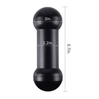 Image of stroker with measurements. 2.2 inch wide plastic stroker case, 3 inch wide ends, 8.7 inch long stroker case