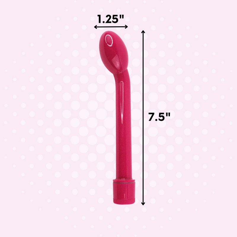 Rose G-spot vibrator is 7.5" long and 1.25" at its widest point of the head.