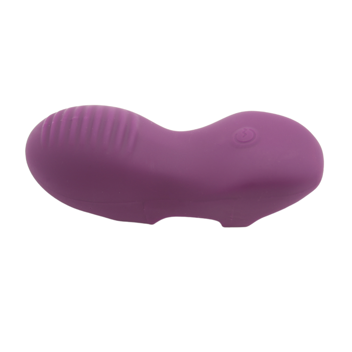 Image of the vibrator from the side. This silicone vibe is super soft and hypoallergenic. Great for those with sensitive skin!