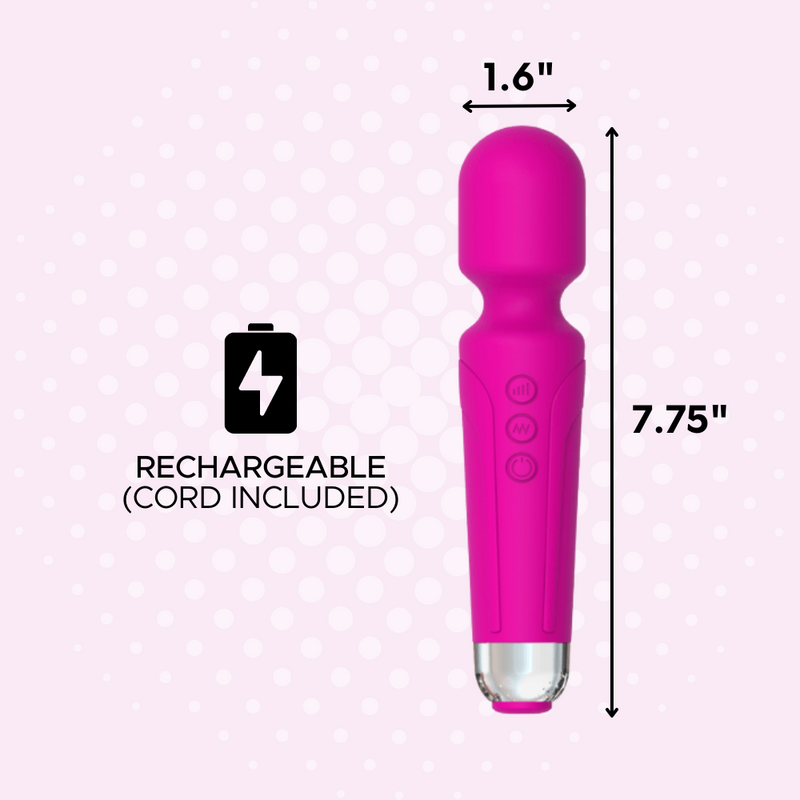 1.6 inches wide and 7.75 inches long. Rechargeable with cable cord included