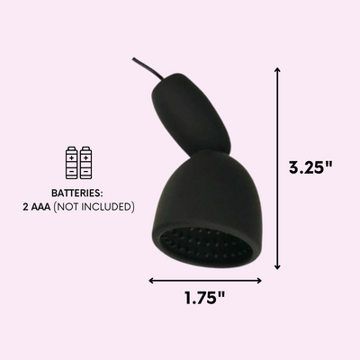 The penis tip massager is 3.25" long and 1.75" wide.
