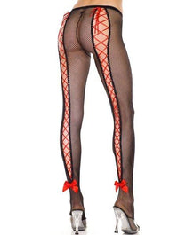 Fishnet Lace-Up Pantyhose - One Size Available - Lingerie