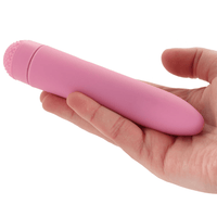 Image of the pink vibrator being held in hand.