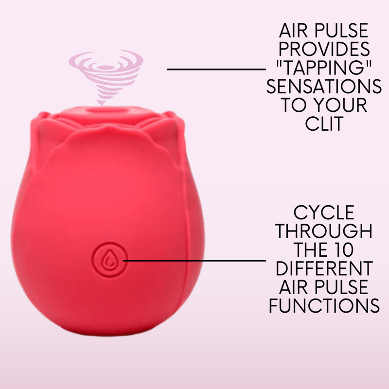 Air pulse provides "tapping" sensations to you your clit. Cycle through the 10 different air pulse functions.