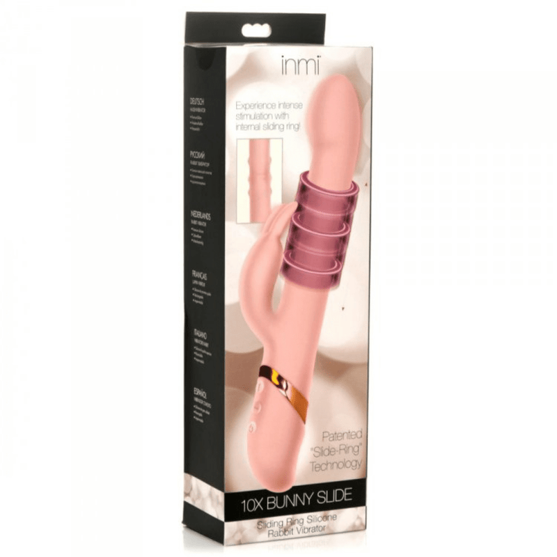 Sliding ring rabbit vibrator product packaging.