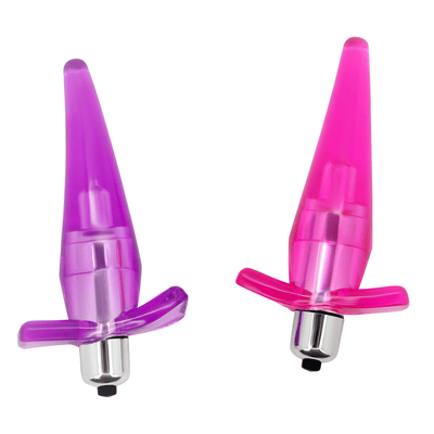 Image of both the purple and pink butt plugs.