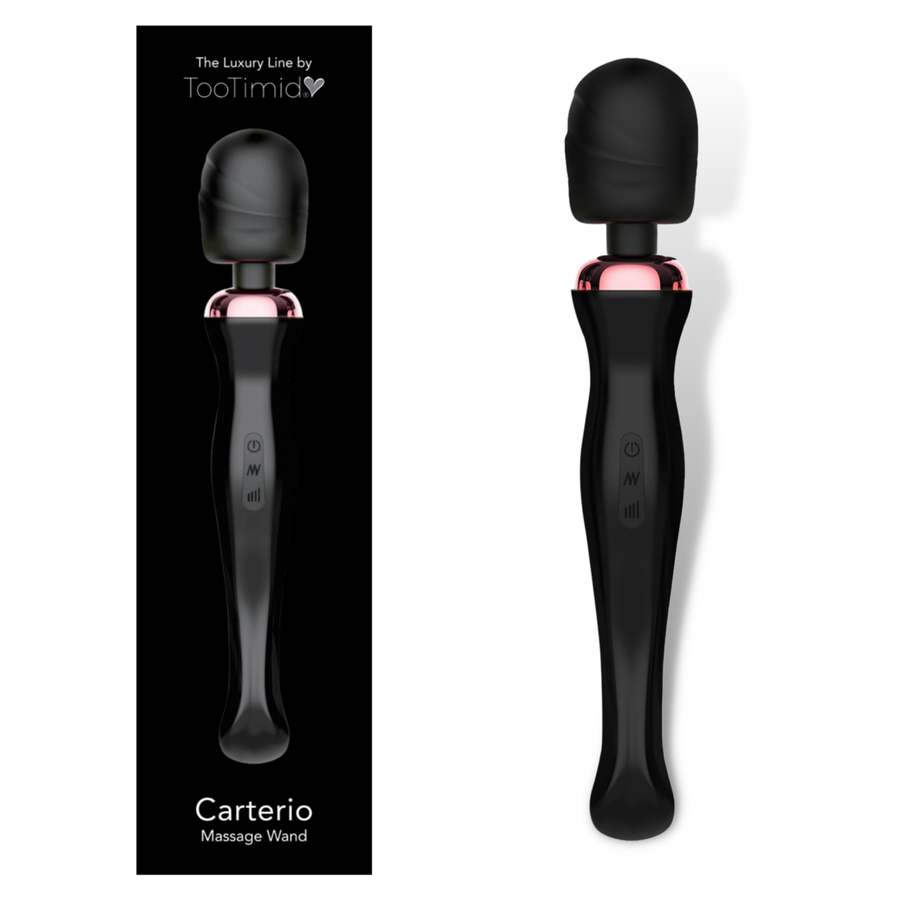 Photo of the massage wand next to its product packaging.