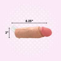 The extension is 8.25" long and 2" wide.