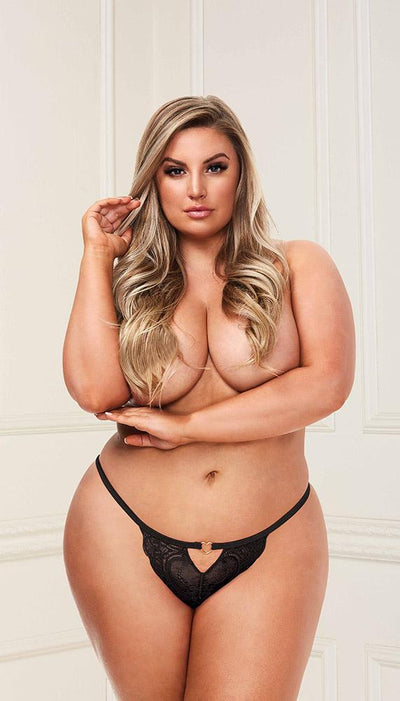 Heart Cutout Crotchless Panty - Lingerie