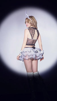 Sexy Bunny Adult Costume with Ruffled Skirt - Lingerie