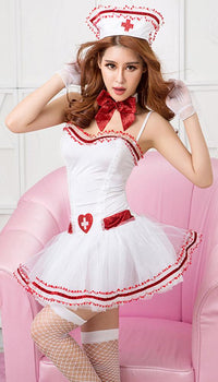 Red and White Naughty Nurse Costume - Lingerie