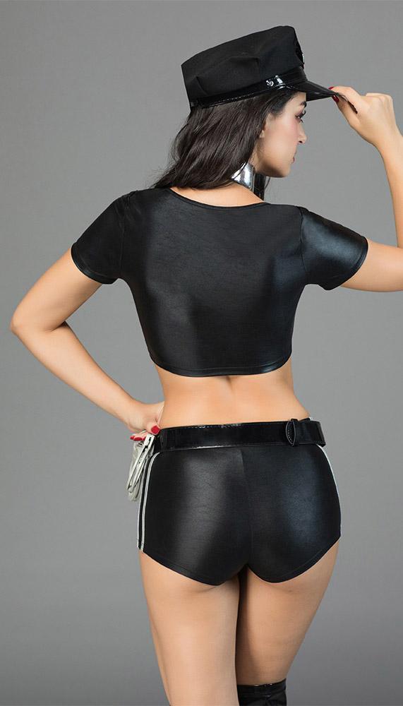 Sexy Police Officer Costume with Zip-Up Shirt - Lingerie