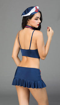 Sexy Sailor Lace Up Costume with Neck Tie - Lingerie
