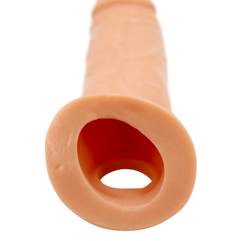 Close-up image of the opening of the penis extender.