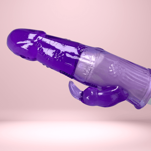 purple jelly vibrator facing left