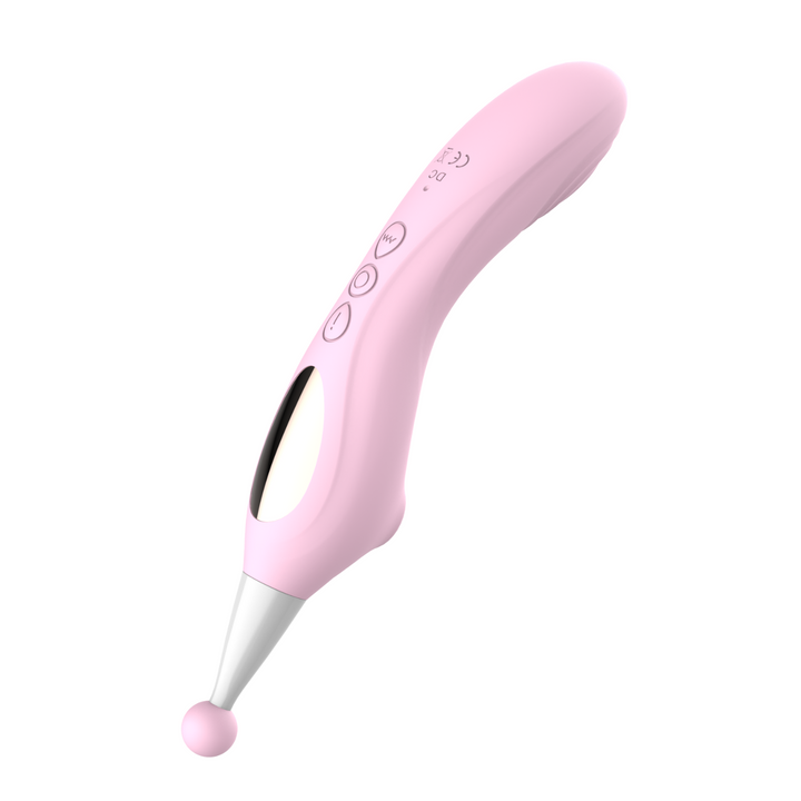 air pulse toy with vibrating tip facing down back right showing how you could position the toy