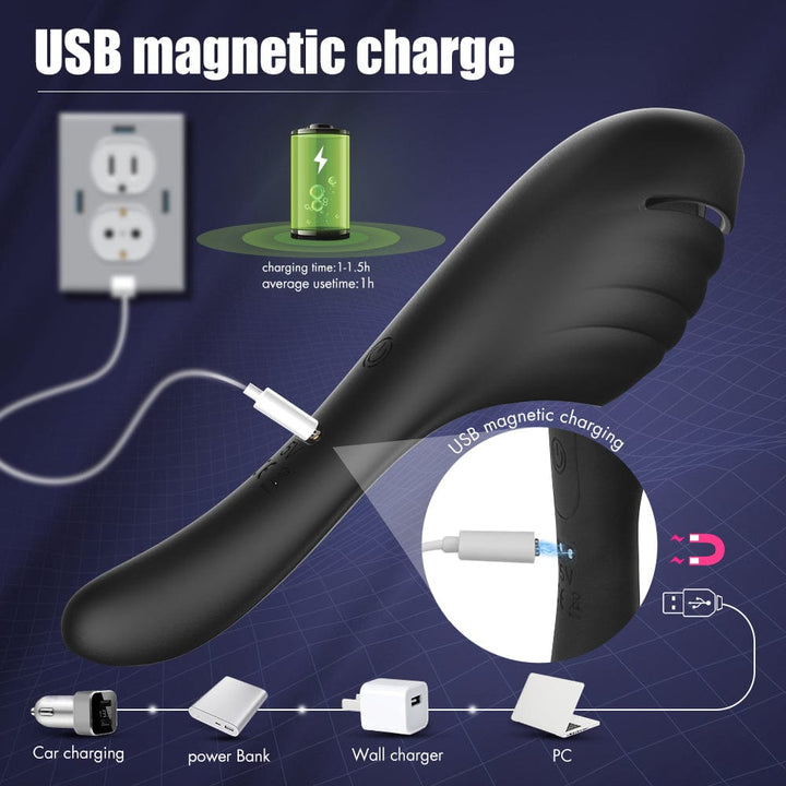 Vibrating penis massager is rechargeable.