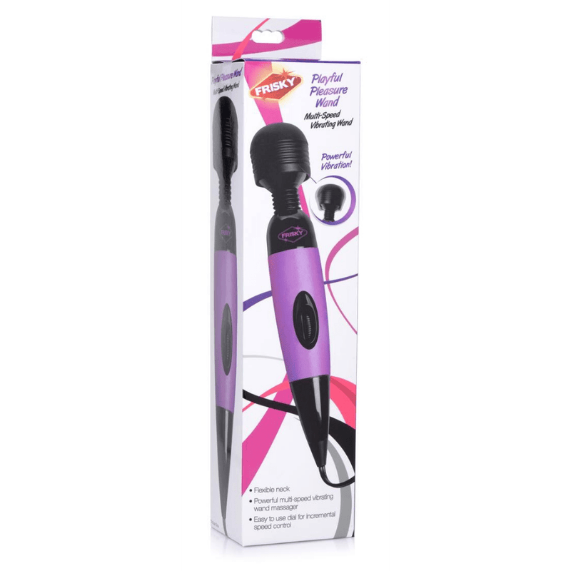 Image of the product packaging of the purple wand massager.