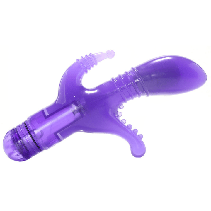 Image of the purple triple tease vibrator from the side.