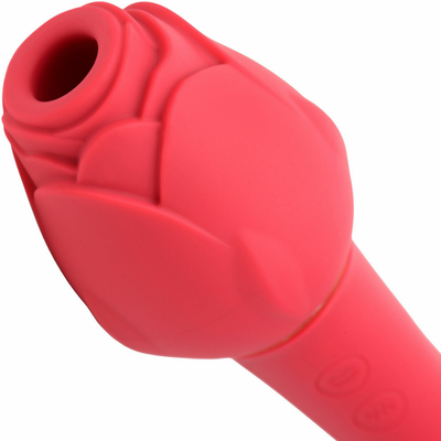 Another close-up image of the rose part of the dual-ended rose wand vibrator.