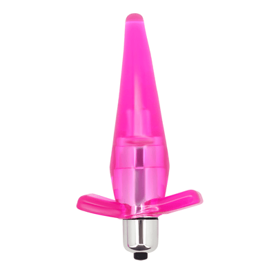 Image of the pink butt plug upright.