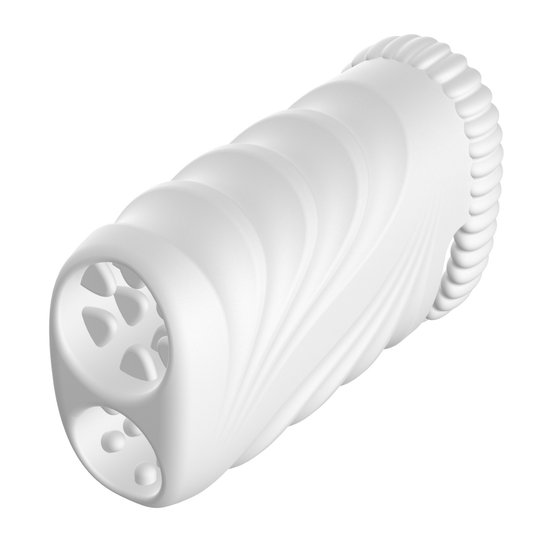 White soft masturbation sleeve facing front right