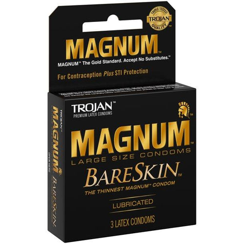 Trojan Magnum Bareskin Large Sized Lubricated Latex Condoms - 3 Pack - Condoms