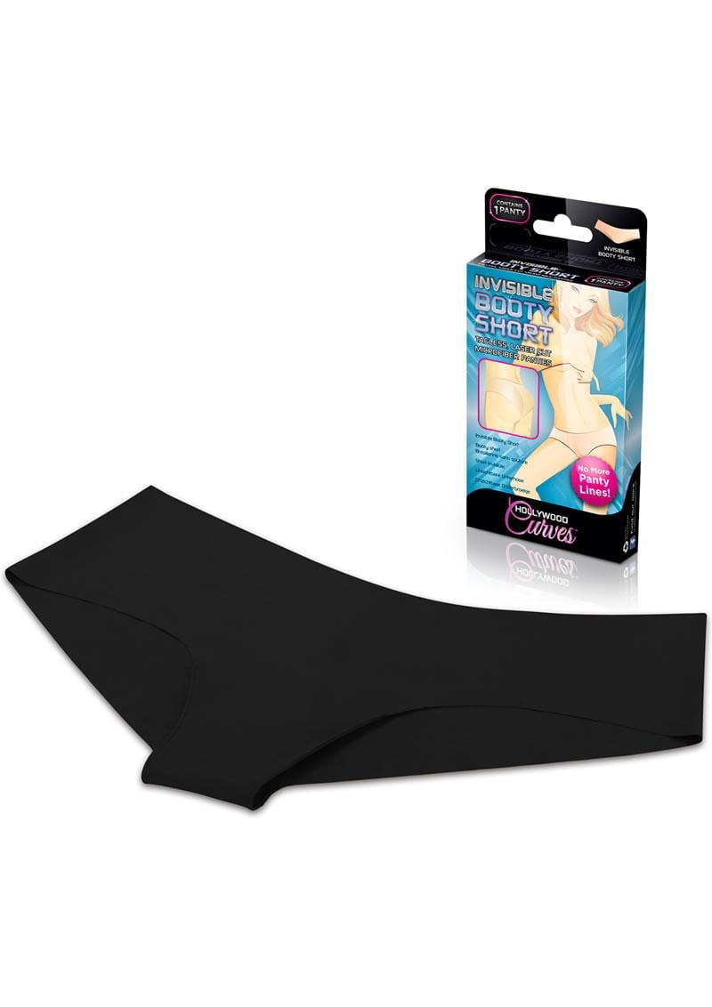 Image displays invisible bootyshorts pictured next to packaging.
