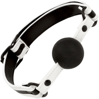 Image of the Glow In The Dark Bondage Ball Gag made with easy to clean synthetic materials.