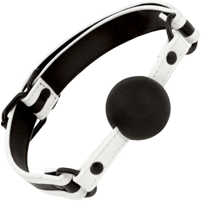 Image of the Glow In The Dark Bondage Ball Gag made with easy to clean synthetic materials.