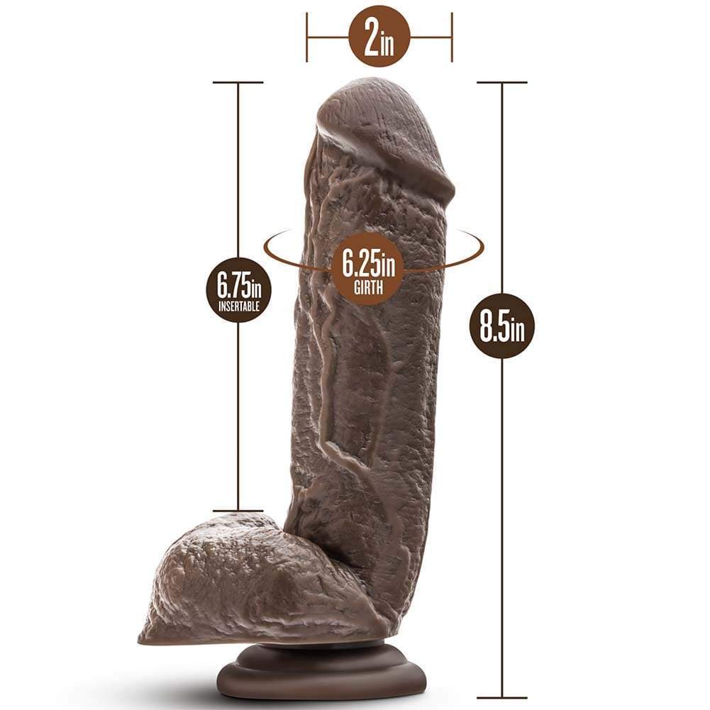 7 inch brown dildo shown with 2 inch width