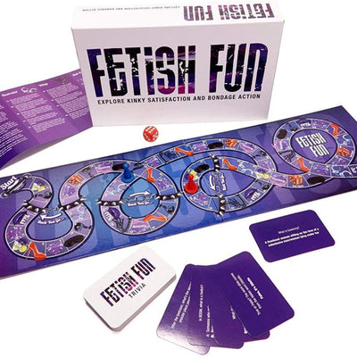 Close up image of the Fetish Fun - Kinky Adult Board Game.  Role play through lots of sexy actions with your partner!